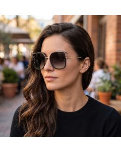 &Oacute;culos Ana Hickmann Ah90008 A01 Dourado Brilho Lente Cinza Degrad&ecirc;