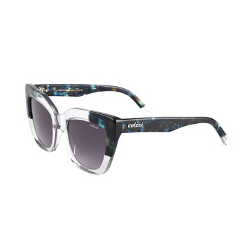Óculos Colcci Vicky C0268f2533 Azul Translúcido Demi Lente Cinza Degradê