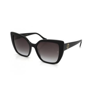 Óculos Solar Ana Hickmann Ah90020 A01 Preto Brilho Lente Cinza Degradê - Preto