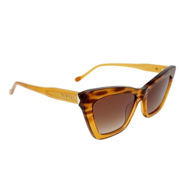 Óculos de Sol Ana Hickmann Ah90037 L22 Marrom Translúcido Lente Marrom Degradê 
