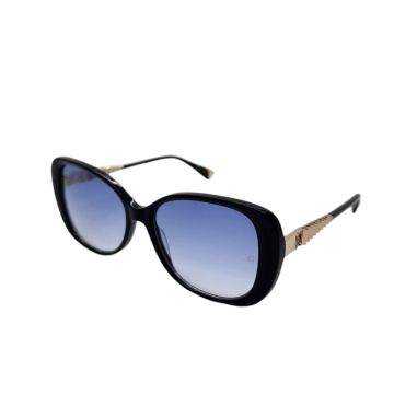 Óculos Ana Hickmann Paula 2 Ah90047 A01 Preto Brilho Lente Azul Degradê