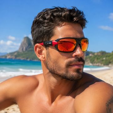 Óculos De Sol Evoke Kiteloop Elp 02 A09P Preto Brilho Lente Vermelho Espelhada Polarizada