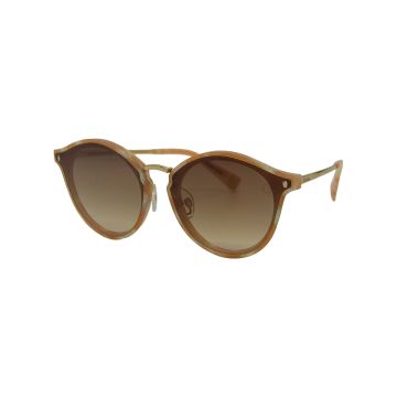 Óculos Hickmann Hi9066 G23 Laranja Brilho Demi Lente Marrom Degradê