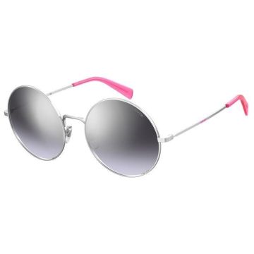 Óculos Levis Lv1011/s 010ic 58 Prata Brilho Lente Espelhada Cinza