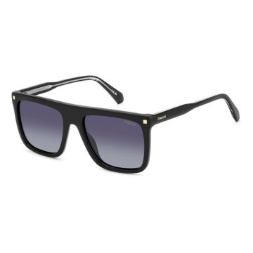 Óculos Polaroid Pld4166/s/x 807 Wj 56 Preto Brilho Lente Cinza Degradê Polarizada