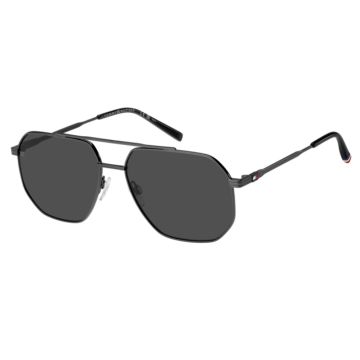 Óculos Solar Tommy Hilfiger Th2191/s Kj1ir 60 Grafite Brilho Lente Cinza - Grafite